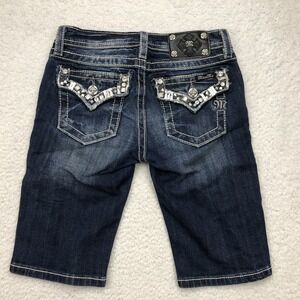 Miss Me Denim Shorts GIRL 12 Embellished Whiskering Bermuda Flap Pocket JK5755M6